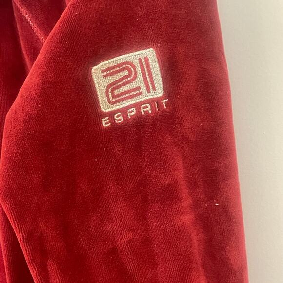 Espirit Y2K Retro Velour Tracksuit - No Size Tag - Red - Picture 5 of 10
